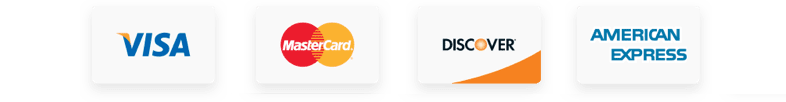 Visa, Mastercard, Discover and American Express accepted